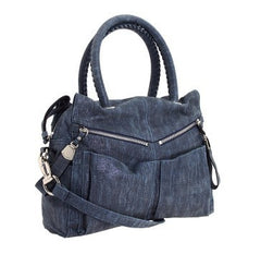 B. Mackowsky Denim Ollie Metallic Satchel Purse Handbag (Clearance)